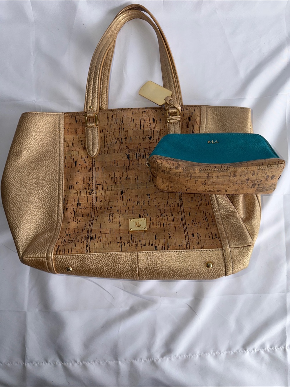 Lauren Ralph Lauren Hanway Leather & Cork Tote Bag
